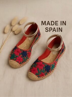 Made in Spain Colorful Embroidered Espadrilles